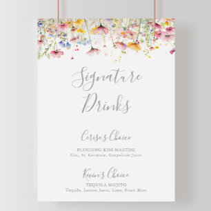 Meadow Kleurrijke Wildflower Signature Drinken Sig Poster