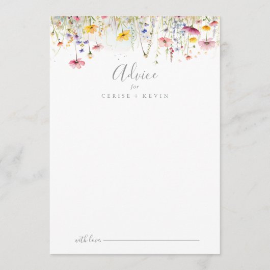 Meadow Kleurrijke Wildflower Wedding Advieskaart (Voorkant)