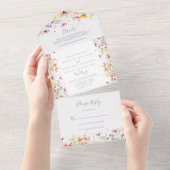 Meadow Kleurrijke Wildflower Wedding All In One Uitnodiging (Afscheurbaar)