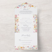 Meadow Kleurrijke Wildflower Wedding All In One Uitnodiging (Binnen)