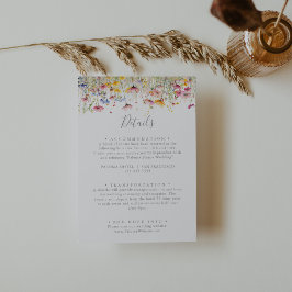 Meadow Kleurrijke Wildflower Wedding Details Informatiekaartje