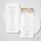Meadow Kleurrijke Wildflower Wedding Programma Programmakaart