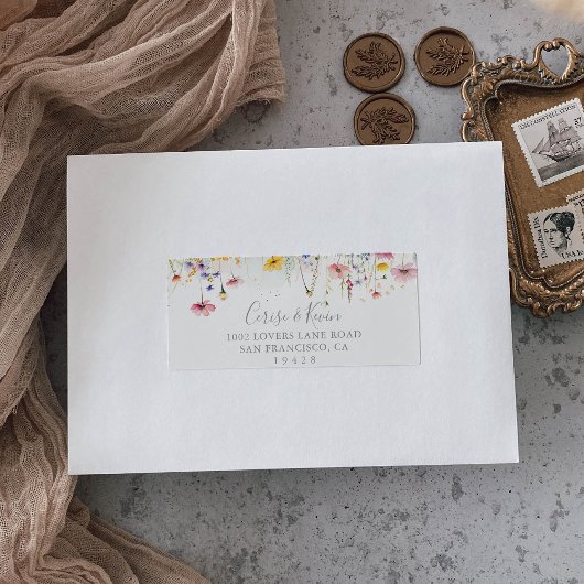 Meadow Kleurrijke Wildflower Wedding RSVP Adres Etiket