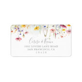 Meadow Kleurrijke Wildflower Wedding RSVP Adres Etiket (Voorkant)