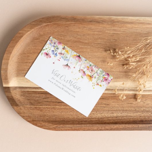 Meadow Kleurrijke Wildflower Wedding Website Informatiekaartje
