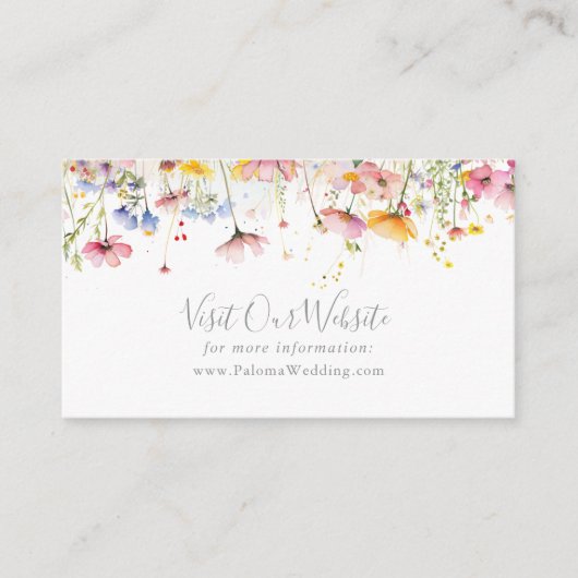Meadow Kleurrijke Wildflower Wedding Website Informatiekaartje (Voorkant)