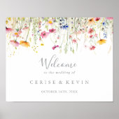 Meadow Kleurrijke Wildflower Wedding Welkomstbord Poster (Voorkant)