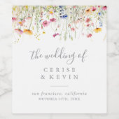 Meadow Kleurrijke Wildflower Wedding Wijnlabels Wijn Etiket (Enkel label)