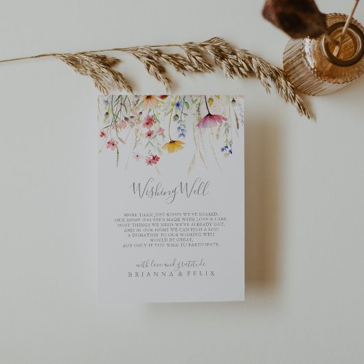 Meadow Kleurrijke Wildflower Wedding Wishing Well Informatiekaartje