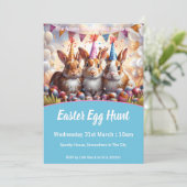 Meadow Konijnen Pasen Ei Hunt Uitnodiging (Staand voorkant)