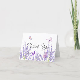 Meadow Lavendel Floral Butterfly Baby shower Bedankkaart