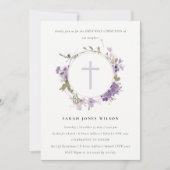 Meadow Lila Bloemenkrans Eerste Heilige Communie Kaart (Voorkant)