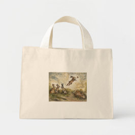 Meadow Matchup Playful Hares in a Meadow  Mini Tote Bag