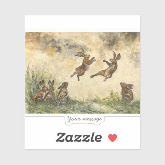 Meadow Matchup Playful Hares in a Meadow  Sticker (Vel)