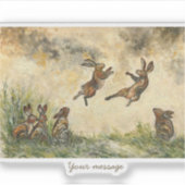 Meadow Matchup Playful Hares in a Meadow  Sticker (Voorkant)