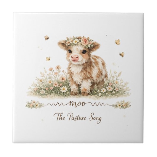Meadow Melody cow paper plates Tegeltje (Voorkant)