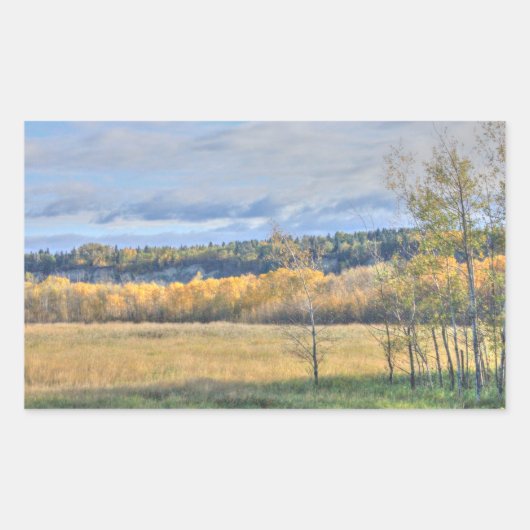 Meadow met Aspens Rechthoekige Sticker (Voorkant)
