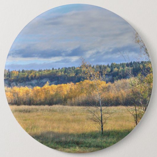 Meadow met Aspens Ronde Button 6,0 Cm (Voorkant)