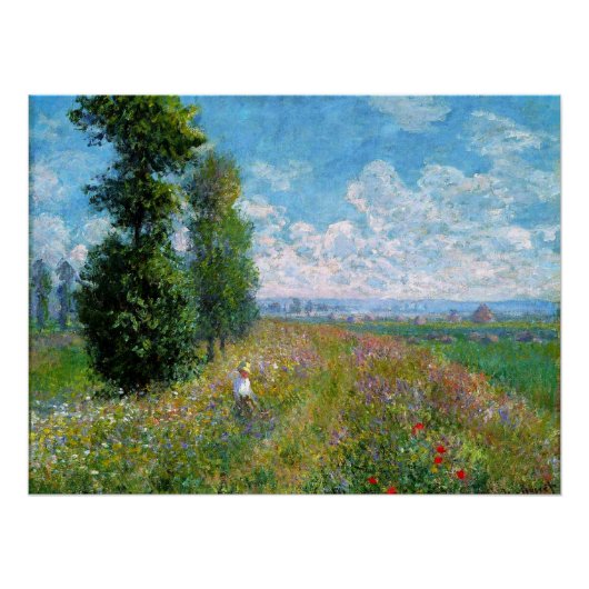 Meadow met Poplars door Claude Monet Perfect Poster (Voorkant)