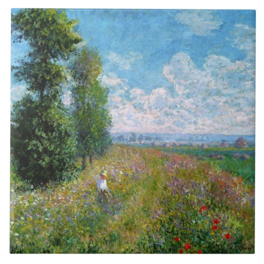Meadow met Poplars door Claude Monet Tegeltje (Voorkant)