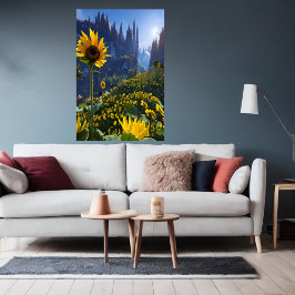 Meadow met zonnebloemen | AI Art Poster