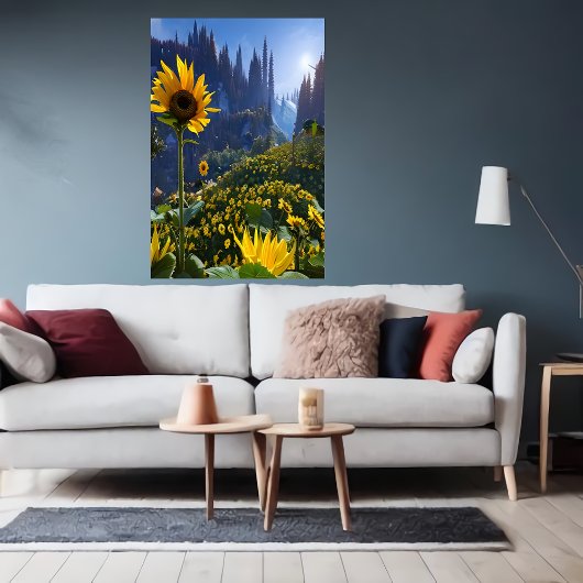 Meadow met zonnebloemen | AI Art Poster