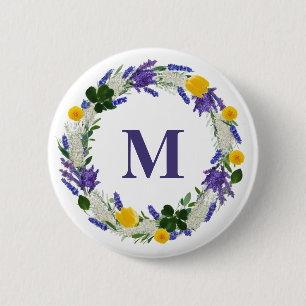 Meadow Monogram - Aangepaste Lavendel Ronde Button 5,7 Cm