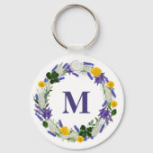 Meadow Monogram - Aangepaste Lavendel Sleutelhanger (Voorkant)