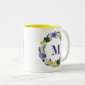 Meadow Monogram - Aangepaste Lavendel Tweekleurige Koffiemok (Voorkant rechts)