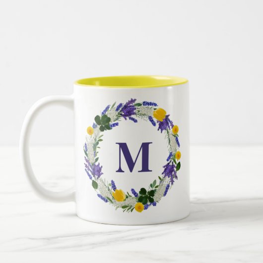 Meadow Monogram - Aangepaste Lavendel Tweekleurige Koffiemok (Links)