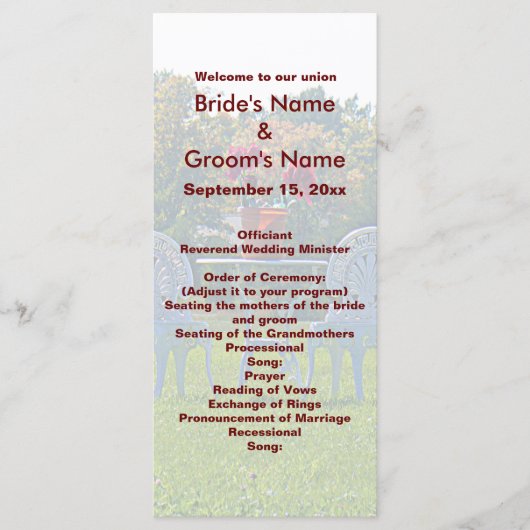 Meadow of Love - Herfstboom Bruiloft Programmakaart (Voorkant)