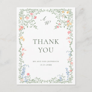 Meadow Pastel Franse Rozen Bedankt Briefkaart
