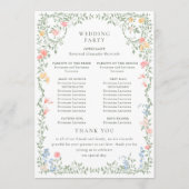 Meadow Pastel Franse Rozen Bloemen Huwelijksceremo Programmakaart (Achterkant)