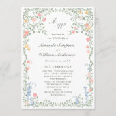 Meadow Pastel Franse Rozen Bloemen Huwelijksceremo Programmakaart (Voorkant)