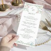 Meadow Pastel Franse Rozen Bloemen Trouwdiner Menu