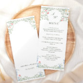 Meadow Pastel Franse Rozen Bloemen Trouwdiner Menu