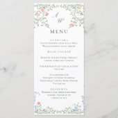 Meadow Pastel Franse Rozen Bloemen Trouwdiner Menu (Voorkant)