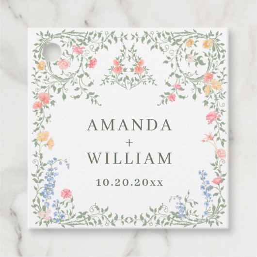 Meadow Pastel Franse Rozen Bloemenbruiloft Bedankjes Labels (Voorkant)