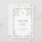 Meadow Pastel Franse Rozen Bloemenbruiloft Bedankkaart (Voorkant)