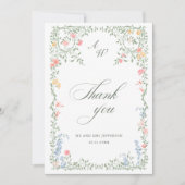 Meadow Pastel Franse Rozen Bloemenbruiloft Bedankkaart (Voorkant)