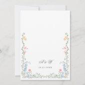 Meadow Pastel Franse Rozen Bloemenbruiloft Kaart (Achterkant)