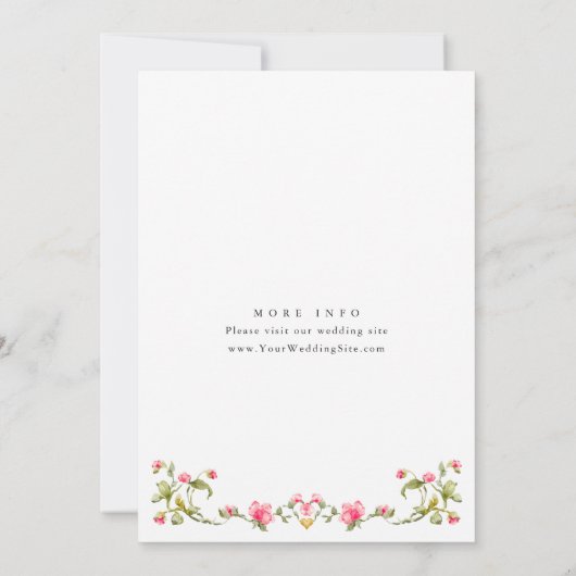 Meadow Pastel Franse Rozen Bloemenbruiloft Kaart (Achterkant)