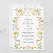 Meadow Pastel Franse Rozen Bloemenbruiloft Kaart (Voorkant)