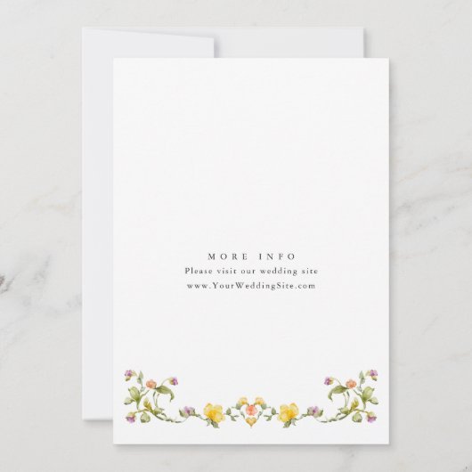 Meadow Pastel Franse Rozen Bloemenbruiloft Kaart (Achterkant)