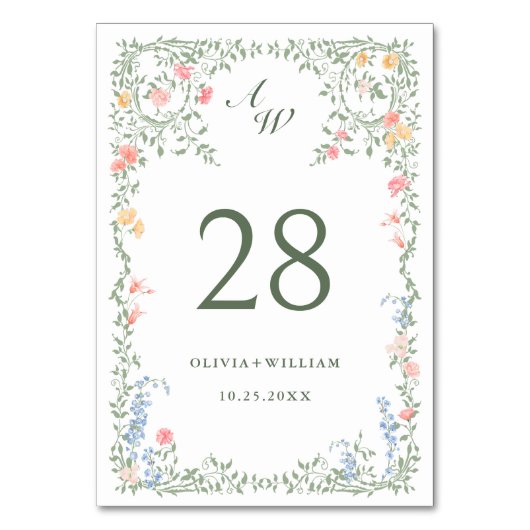 Meadow Pastel Franse Rozen Bloemenbruiloft Kaart (Achterkant)