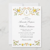 Meadow Pastel Franse Rozen Bloemenbruiloft Kaart (Voorkant)