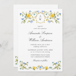 Meadow Pastel Franse Rozen Bloemenbruiloft Kaart