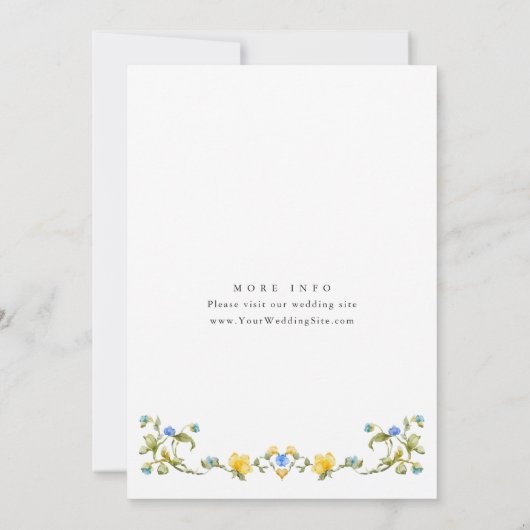 Meadow Pastel Franse Rozen Bloemenbruiloft Kaart (Achterkant)