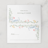Meadow Pastel Franse Rozen Bloemenbruiloft Plaatskaartje (Buitenkant ongevouwen)