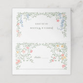 Meadow Pastel Franse Rozen Bloemenbruiloft Plaatskaartje (Buitenkant ongevouwen)